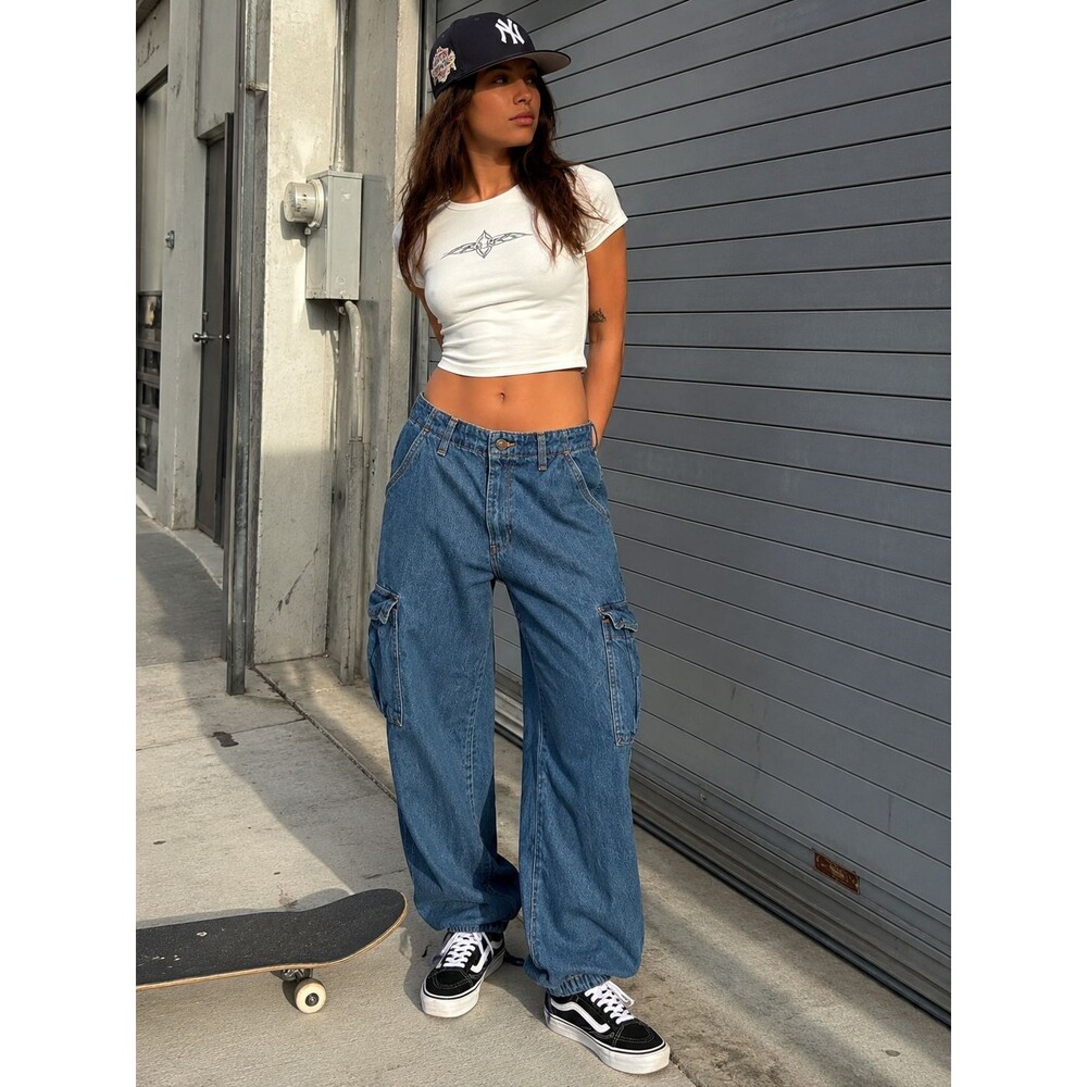 Levi’s ’94 Baggy Cargo Jeans Women’s 28 Blue Denim Parachute Jogger Style M28L30
